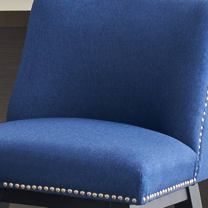 26" Upholstered Swivel Bar Stools Set of 2, Modern Linen Fabric Counter Height Bar Stools w/Nail